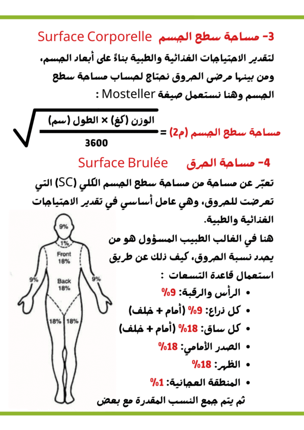 حساب الحاجيات الغذائية لمرضى الحروق -بالغ-